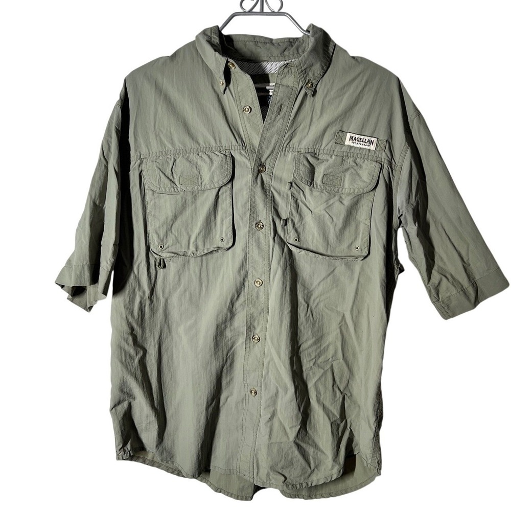 Magellan‎ Sportswear Short Sleeve Fishing Shirt (Size M) Sage Grey